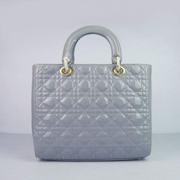 Christian Dior 1886 Patent Leather Shoulder Bag-Gray